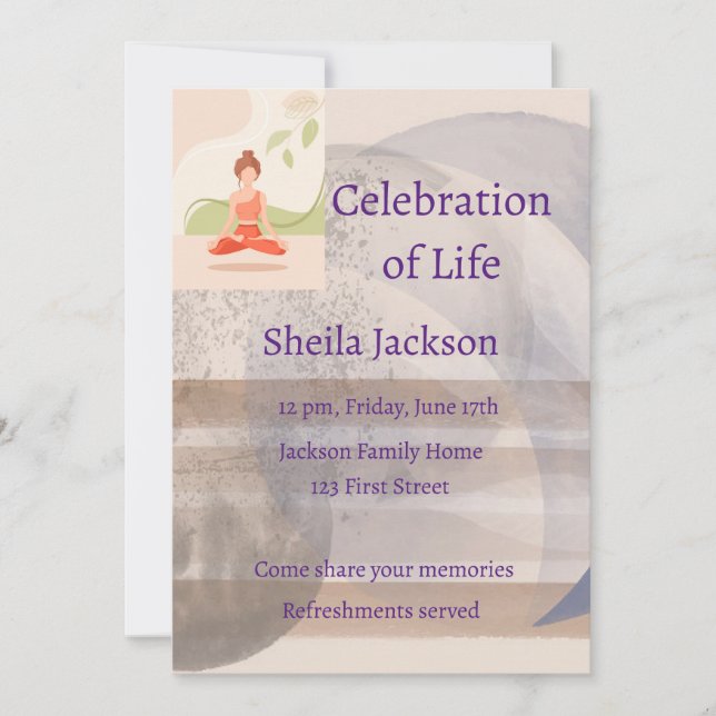 Memorial Photo Anpassningsbar Yoga Fitness Meditat Inbjudningar (Framsida)