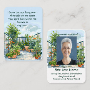 Memorial Photo Balcony Garden Gardener Visitkort