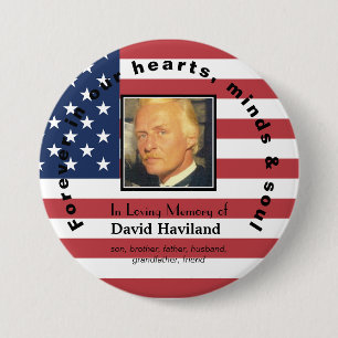 Memorial Photo Button med American Flagga HAMbWG Knapp