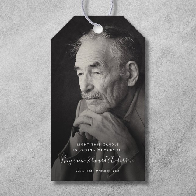 Memorial Photo Candle Funeral Keepsak Presentetikett (Skapare uppladdad)