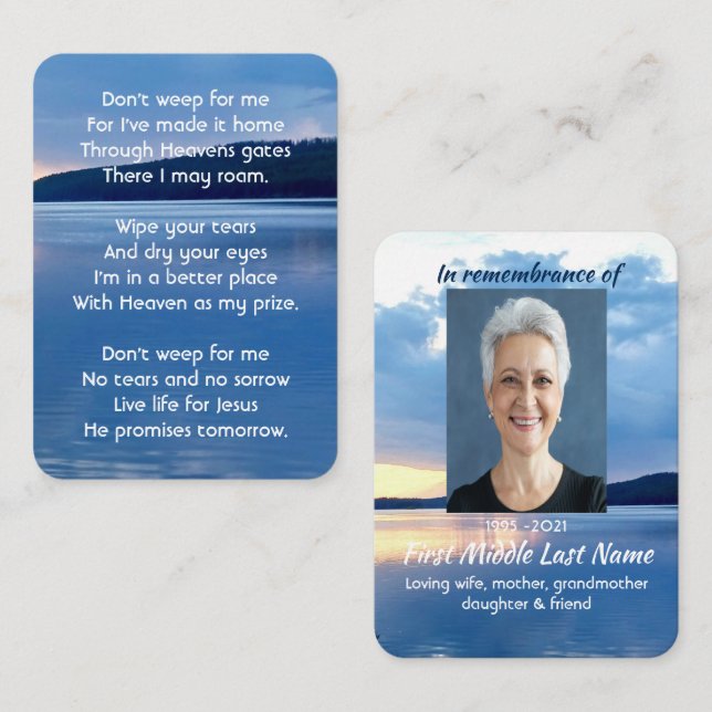 Memorial Photo Christian Sjö Sunrise Nature Visitkort (Fram/baksida)