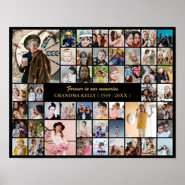 Memorial Photo Collage 50 Picture In Loving Memory Poster (Framsidan)