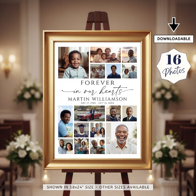 Memorial Photo Collage Forever In Our Hearts Poster (Skapare uppladdad)