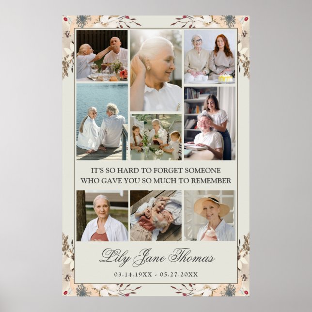 Memorial Photo Collage Funeral Sympathy Poster (Framsidan)