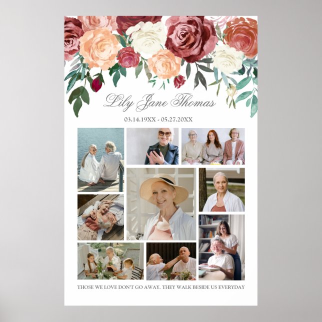 Memorial Photo Collage Funeral Sympathy Poster (Framsidan)