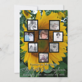 Memorial Photo Collage Heart på solrosfoto Inbjudningar