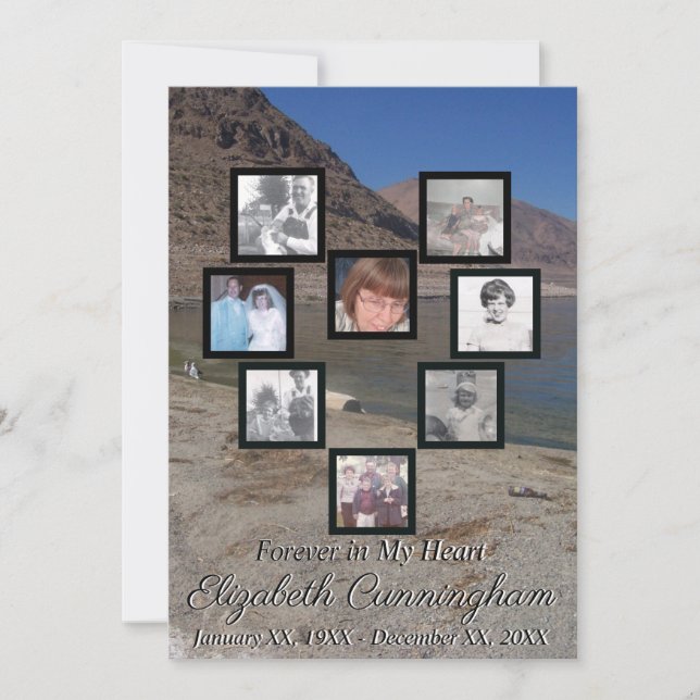 Memorial Photo Collage Heart Sjö och Mountains Inbjudningar (Framsida)