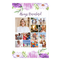 Memorial Photo Collage Lila Rosa Flowers Poster