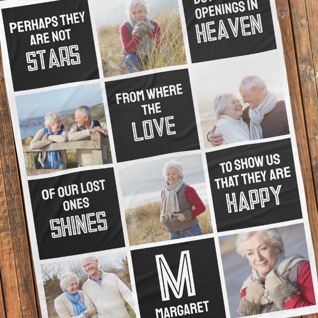 Memorial Photo Collage Quote Fleecefilt (Skapare uppladdad)