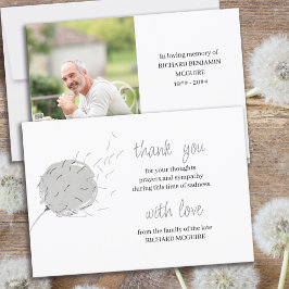 Memorial Photo Dandelion Puff Simple Funeral Tack Kort