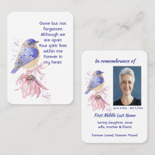 Memorial Photo Dikt Bluebird Garden Bird Visitkort