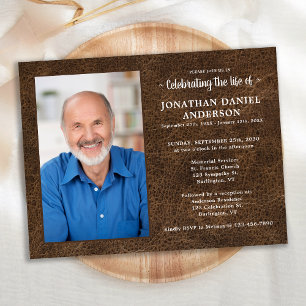 Memorial Photo Faux Leather Firande of Life Inbjudan Vykort