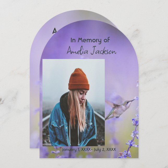 Memorial Photo Firande of Life Keepsaké Inbjudningar (Fram/baksida)