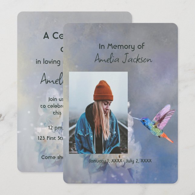 Memorial Photo Firande of Life Keepsaké Inbjudningar (Fram/baksida)