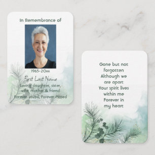 Memorial Photo Firande of Life Keepsaké Visitkort