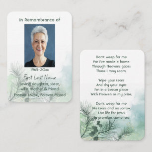 Memorial Photo Firande of Life Keepsaké Visitkort