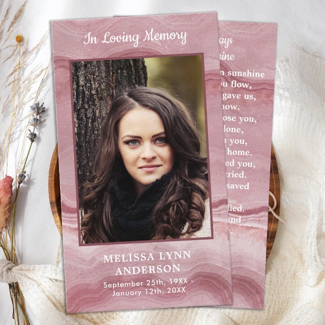 Memorial Photo Funeral Prayer Card Ro Quartz (Skapare uppladdad)