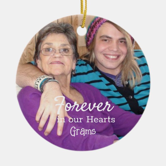 Memorial Photo Guld Snöflingor jul Julgransprydnad Keramik (Framsidan)