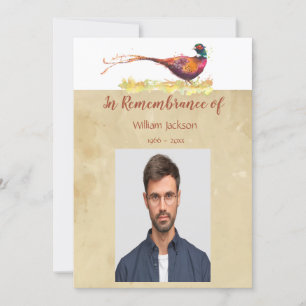 Memorial Photo Inbjudan Watercolor Pheasant Bird