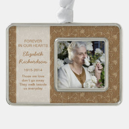 Memorial Photo jul Julafton Rustic Burlap Snöre Julgransprydnad