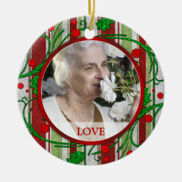 Memorial Photo jul Ornament - Holly Berries