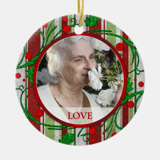 Memorial Photo jul Ornament - Holly Berries (Framsidan)