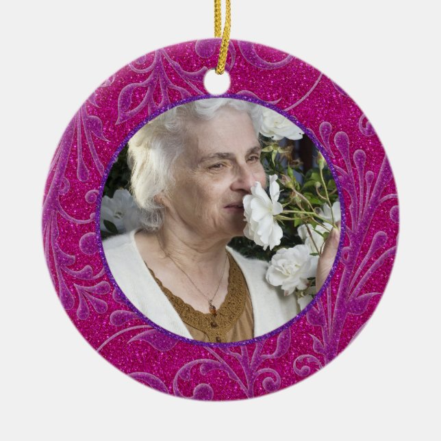 Memorial Photo jul Ornament Rosa Lila (Framsidan)