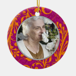 Memorial Photo jul Ornament Rosa Orange