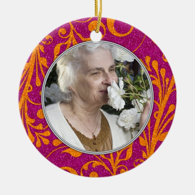Memorial Photo jul Ornament Rosa Orange (Framsidan)