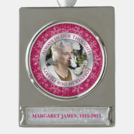 Memorial Photo jul Rosa Silver Snowflake Silverfärgad Julgransprydnad