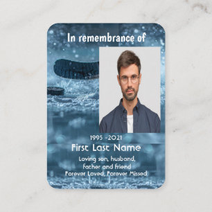 Memorial Photo Keepsak Ice Hockey Sport Player Visitkort