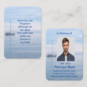 Memorial Photo Keepsak Sailboat Lugn Vatten Visitkort