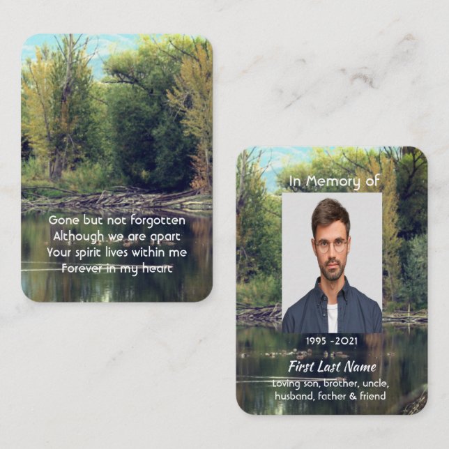 Memorial Photo Keepsak Sjö Pond Park Ankor Vatten Visitkort (Fram/baksida)