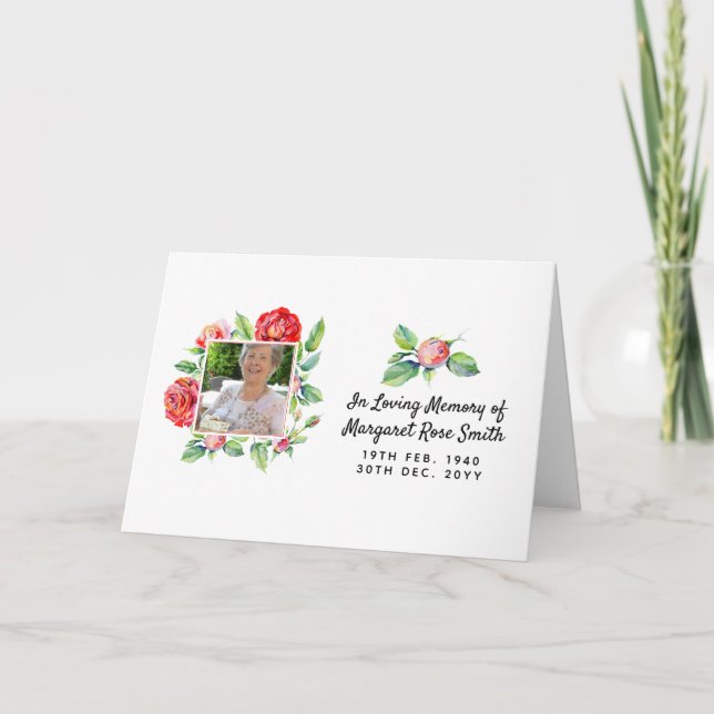 Memorial PHOTO-kort Sympati Beklagar förlust Ro Kort (Framsida)