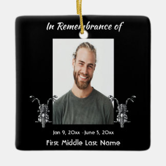  Memorial Photo Motorcycle Biker  Julgransprydnad Keramik