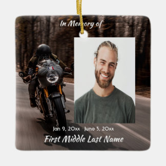  Memorial Photo Motorcycle Biker  Julgransprydnad Keramik