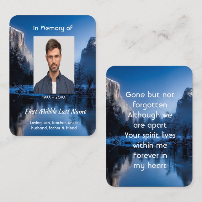  Memorial Photo Mountain Lake Winter Snow Visitkort (Fram/baksida)