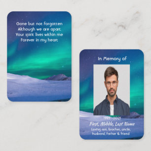 Memorial Photo Northern Ljus Aurora Borealis Visitkort