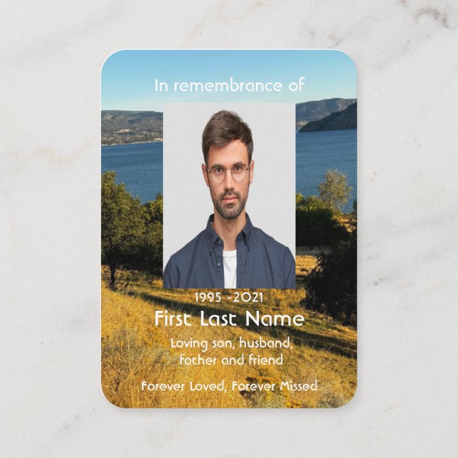 Memorial Photo Orchard Sjö Höst löv Keepsaké Visitkort (Baksida)