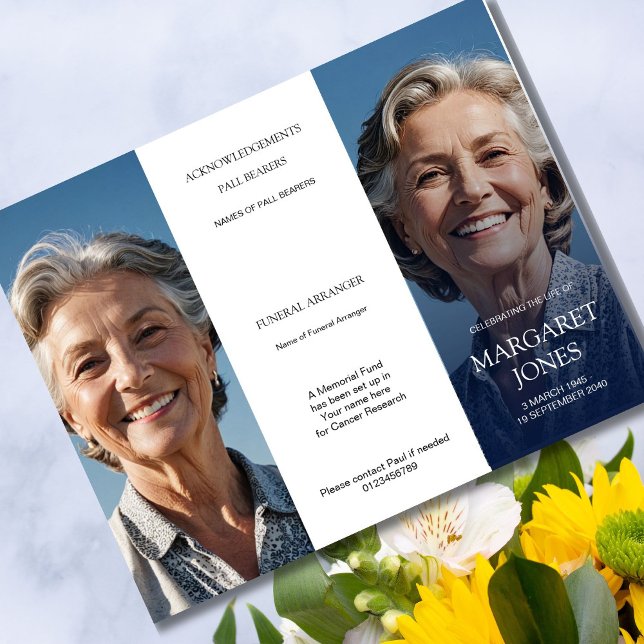 Memorial Photo Order of Ceremony Elegant Trifold (Skapare uppladdad)