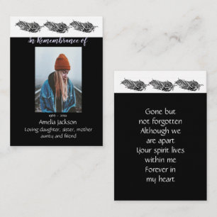Memorial Photo Pocket Keepsaké Feather Tribal Visitkort