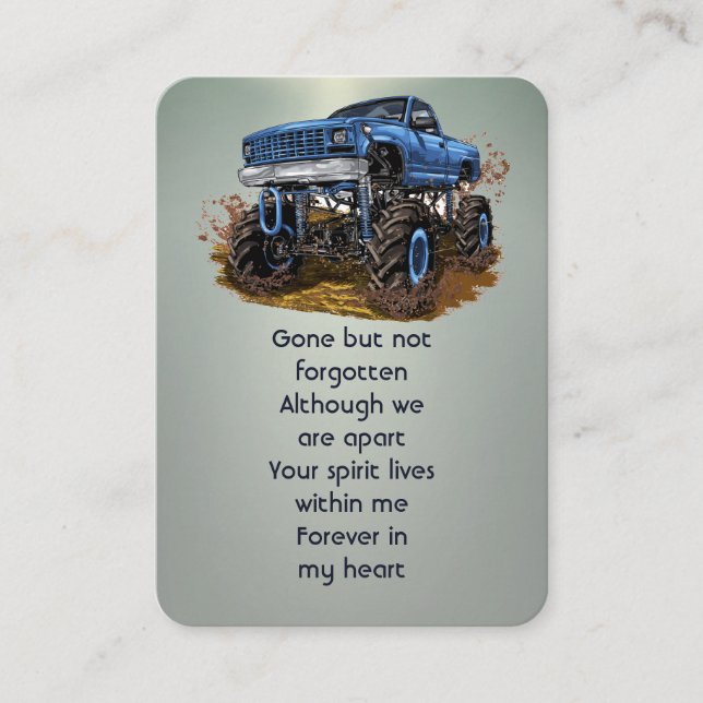 Memorial Photo Prayer 4x4Lastbil off-Road Monster Visitkort (Framsida)