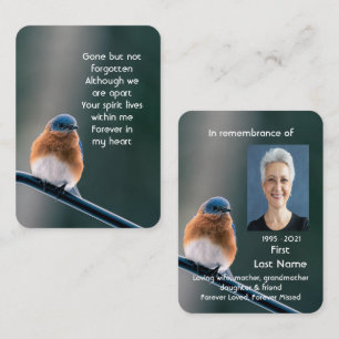Memorial Photo Prayer Bluebird Garden Bird Visitkort