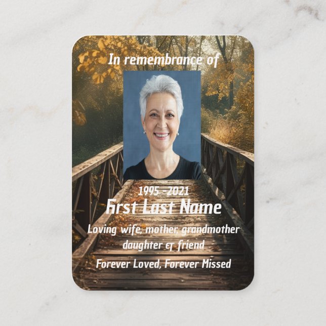 Memorial Photo Prayer Bridge Nature liggande Visitkort (Baksida)