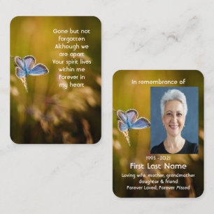 Memorial Photo Prayer Butterfly Garden Nature Visitkort