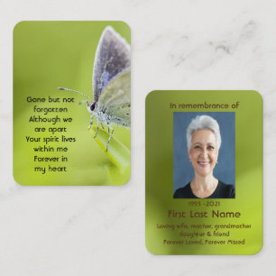 Memorial Photo Prayer Butterfly Garden Nature Visitkort