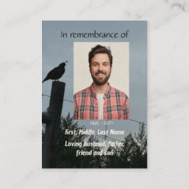 Memorial Photo Prayer California Quail Bird Visitkort
