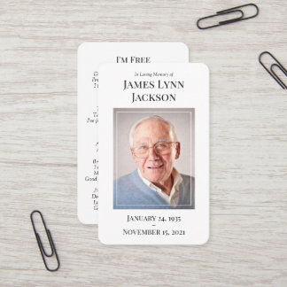 Memorial Photo Prayer Card - jag är gratis Visitkort