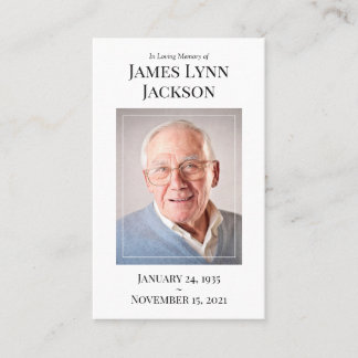 Memorial Photo Prayer Card | Jag är ledig Visitkort