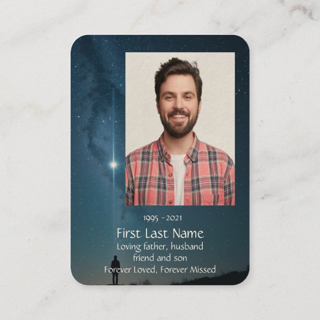 Memorial Photo Prayer Celestial Starry Himmel Visitkort (Baksida)